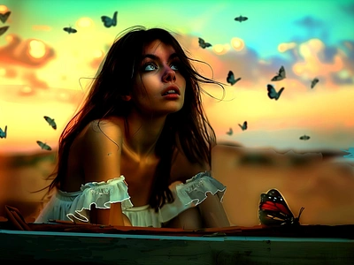 Time Flutters By V2 upscaled adhd beauty butterflies digitalart digitalpainting dreamscape fanasyart insects landscape portrait