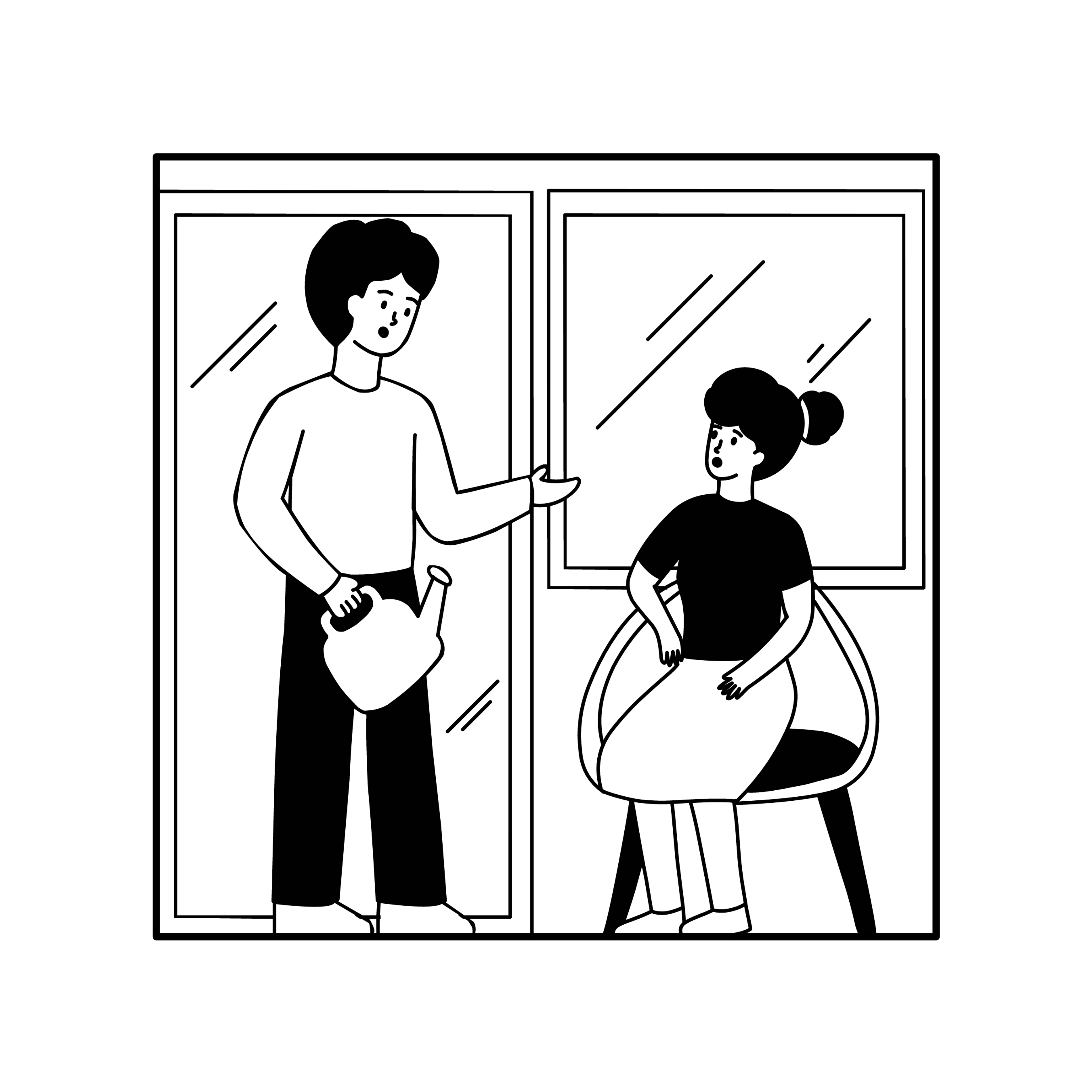 Modern Illustration 2d black and white branding cartoon character characters clean illustration concept art daily routine design digital art digital illustration graphic design illustration monochrome notion ui vector