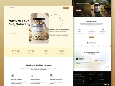 Gut Health Website - Landing Page Design figma landing page design gut health gut health suppliment gut health website homepage design landing page landing page design ux design website design website ui design
