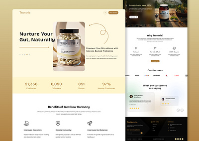 Gut Health Website - Landing Page Design figma landing page design gut health gut health suppliment gut health website homepage design landing page landing page design ux design website design website ui design