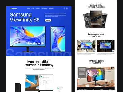 Samsung Viewfinity - Gadget Landing Page big typography bold clean creative device e comerce website ecommerce ecommerce website flat gadget hero hero section herosection home page landing page layout minimal minimalist minimalist design typography