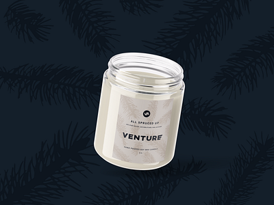 Venture Holiday Candle + Matchbox Gift candle label candle mockup cpg graphic design packaging design