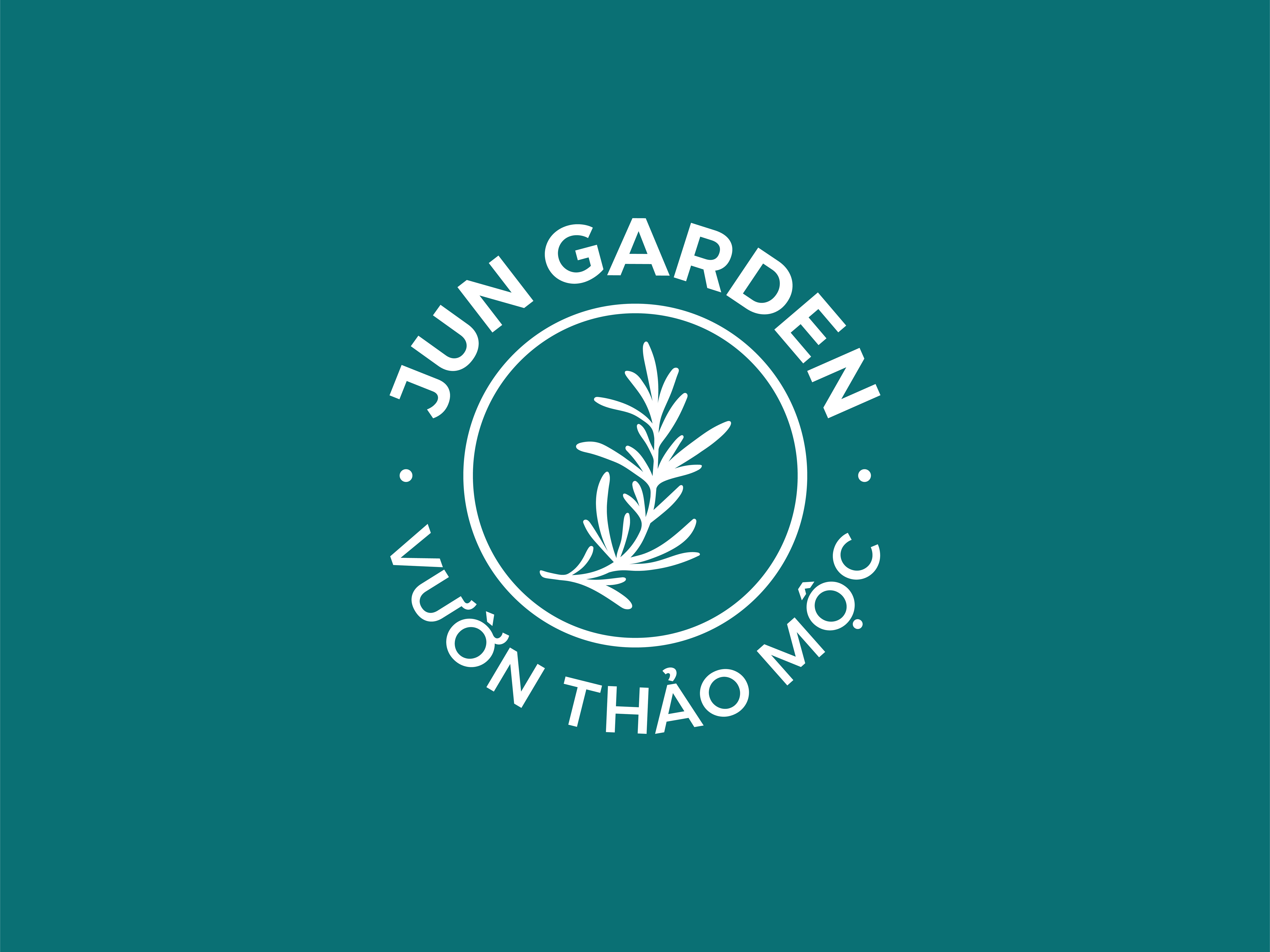 JUN GARDEN branding design garden graphic design green huytuong j leaf letter j logo nature plants rosemary tree vietnam
