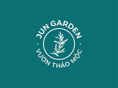 JUN GARDEN branding design garden graphic design green huytuong j leaf letter j logo nature plants rosemary tree vietnam