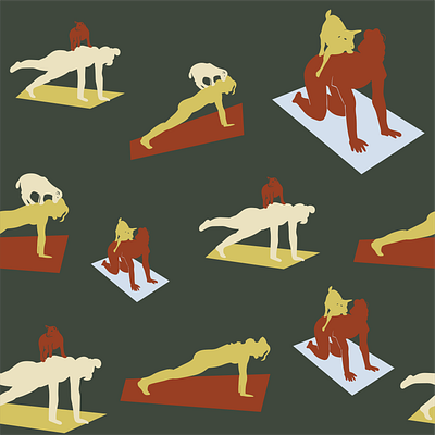 Royal Roost - Critter Yoga Pattern Design illustration illustrator pattern design procreate