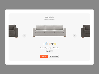 Minimalistic Furniture Carousel - Office Sofa UI animation branding ui