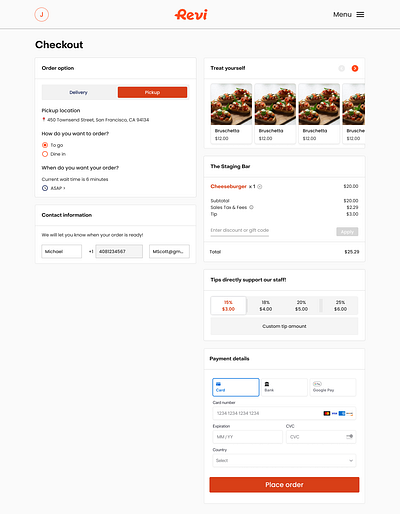 Checkout Page checkout food food ordering order page payment page web design website