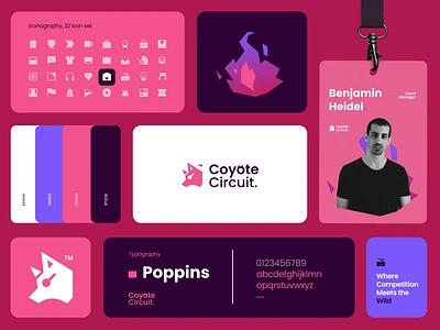 Coyote Circuit - Game event Promotor | Branding animation bento grid brand brand identity branding branding guideline design event event organizer game gamer gaming graphic design illustration logo pink promotor red vector visual identity