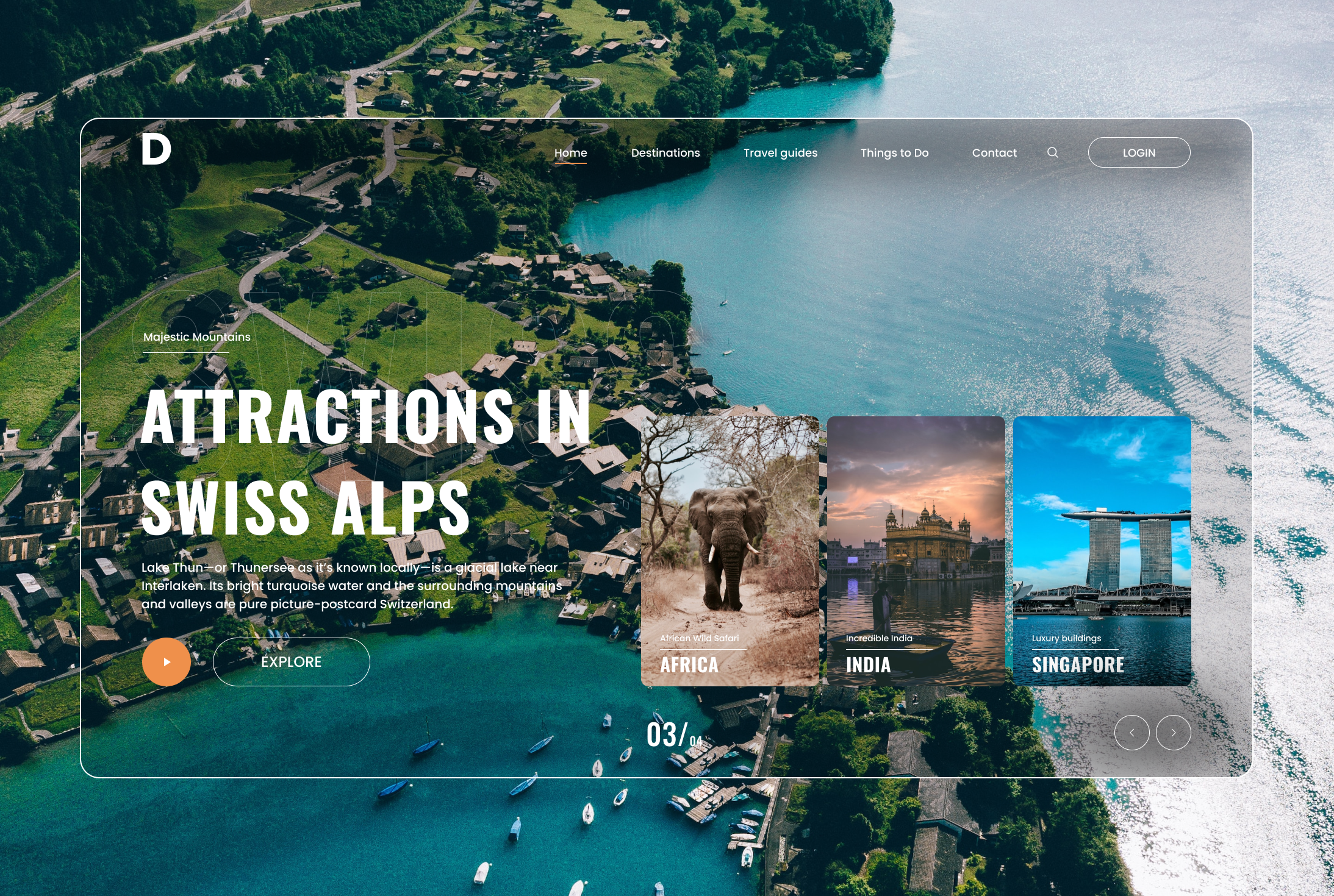 Travel Landing Page Concept 3d animation app design branding graphic design motion graphics ui webdesign