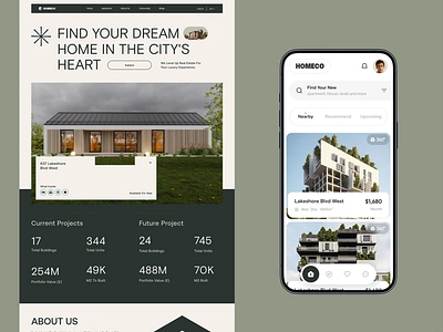 Homeco Real Estate Project. app app design application branding dashboard design dashbord design home page https:dribbble.comtagsdashboard landing page ui mobile app design project property real estate sajon ui ux ux ui design web design web designer