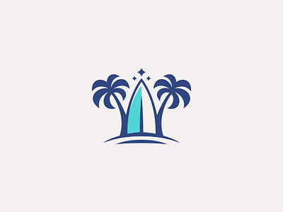 Surf Board Logo adventure beach board brandidentity branding branding concept design logo logo design logodesign nature ocean palm sands sport surf surfing tree vacation wave