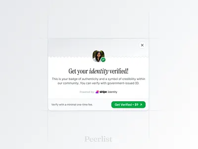 Identity Verification design id verification identity verification peerlist prod product design professional network stripe identity ui verification