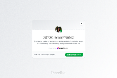 Identity Verification design id verification identity verification peerlist prod product design professional network stripe identity ui verification