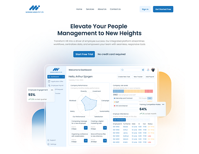 HR Management SAAS Landing Page II app branding clean dashboard design digital design hr illustration layout design logo minimal mobile app saas typography ui ui challenge ux uxdesign web website design