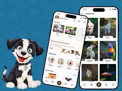 Pet App Design animation app design branding care app design design kit illustration motion graphics pet pet app pet care app pet food pet shop ui ui design ui kit ux ux design