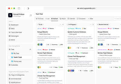 Tugasanda - Task management board clean cleandesign cool dashboard design kanban kanbanboard management task taskmanagement ui uiux ux webapp