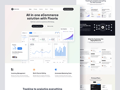 SaaS Landing Page animation ecommerce landing page fixoria studio hero section landing page design landing page ui motion graphics saas saas design saas landing page saas website sales sales website template design ui design visual design website design