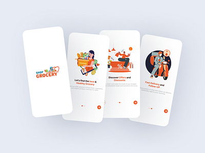 Grocery App Onboarding Screens android app design app onboarding clean design daily ui e commerce app figma design food app design grocery app illustration design interactive design ios app design minimalist design mobile app design modern ui onboarding screens shopping app smooth navigation uiux design user centric design user experience