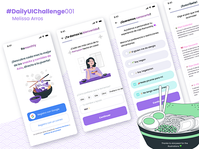 Daily UI Challenge #001 dailyui dailyuichallenge onboarding ramen sign ux uxdesign