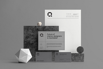 Stationery Design for Qbix Design branding cube interiordesign logodesign logotype minimal