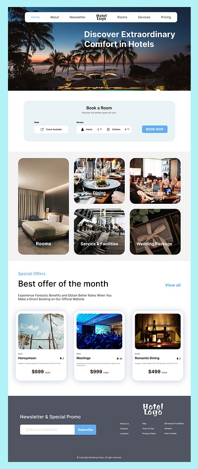 Booking hotel landing page landing page ui