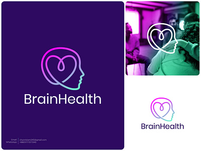 Mental Health logo design, head & heart logo awareness brain brand identity creative logo head heart life balance logo design medical meditation mental health mind mindfulness minimalist logo psychology psychotherapy symbol mark therapy thinking wellness