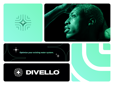 Divello Direction 4 abstract branding branding and identity clean color palette concept design dribbble gradient graphic design green identity inspiration logo logo design minimal modern tech visual identity water