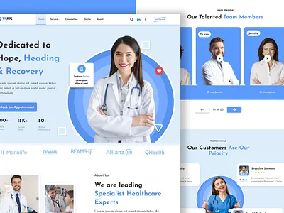 "Healthcare at its Best: TREX Landing Page Design" clean layout creative design design trends digital health doctor consultation figma design health services healthcare design hospital website landing page medical website minimal design modern ui professional design responsive design uiux design user centric web design web ui website inspiration