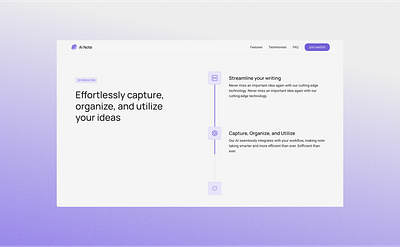 AI Note - SaaS Landing Page ai bento design landing page minimalist note taking saas service ui website