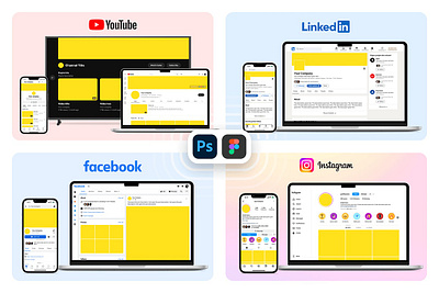 Social Media Branding Kit Essentials facebook mockup facebook template instagram mockup instagram template instagram ui linkedin mockup linkedin profile linkedin template social media branding social media branding kit social media mockup social media pack social media template twitter mockup twitter template youtube channel cover youtube mockup youtube template youtube ui