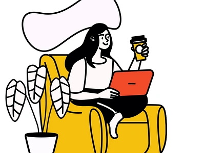 Work With Coffee 2D Animation 2d animation armchair cartoon coffee coffee break computer flat freelance freelancer illustration laptop laptop work motion remote work sofa woman work working process workspace