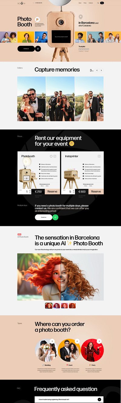 The Booth web design homepage design