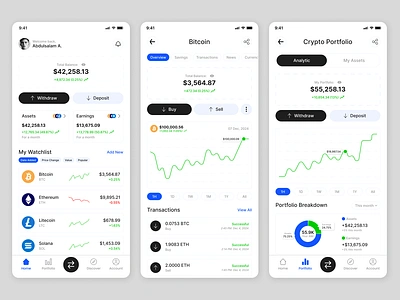 Crypto Portfolio App UI Design app blockchain btc crypto design eth figma finance portfolio ui ux wallet