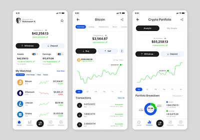 Crypto Portfolio App UI Design app blockchain btc crypto design eth figma finance portfolio ui ux wallet