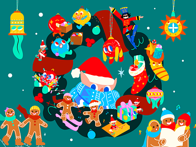 Christmas- Illustrations 🎄 branding carol celebration character design christmas design design asset festive gingerbread graphic design holiday iconscout illustration merry christmas nutcracker ornaments presents vector wreath xmas