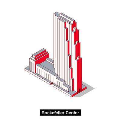 Isometric Rockefeller Center - NY 5th avenue icon illustration isometric line new york rockefeller usa vector