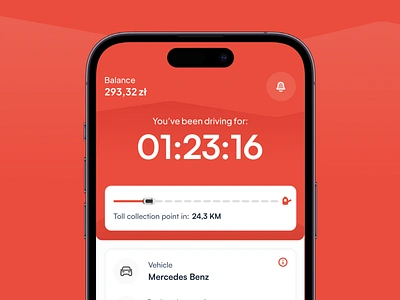 🚗 Route to the toll collection point. app bill car clean dashboard design system finance financial gps illustration minimal mobile mobile app mobile design timer toll ui ui design ux ux design