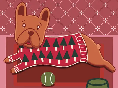 Pets & Pajamas christmas trees french bulldog illustration pajamas pets procreate