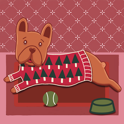 Pets & Pajamas christmas trees french bulldog illustration pajamas pets procreate