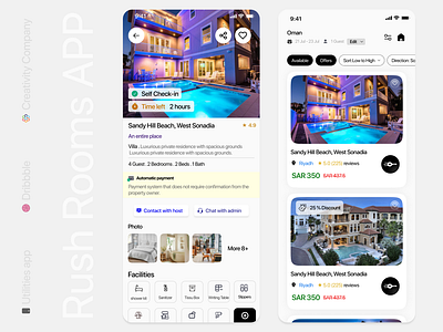 Rush Rooms | Online Reservation App graphic design logo ui