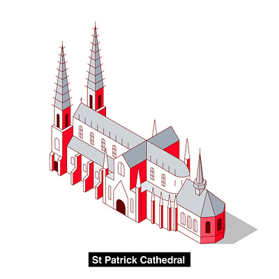 Isometric St. Patrick Cathedral - NY 5th avenue cathedral illustration isometric line manhattan minimal new york st patrick usa vector