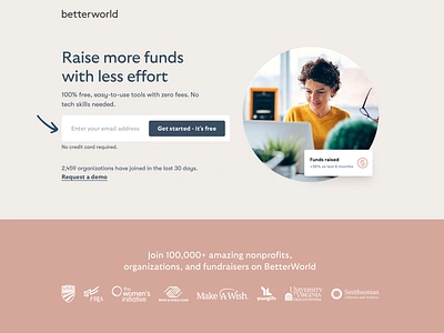 BetterWorld fundraising platform cro landing page landinpage unbounce