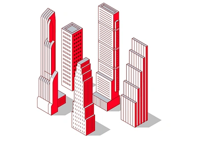 Isometric The Billionnaires' Row - NY 5th avenue billionnaires row building icon illustration isometric manhattan new york skyscraper usa vector