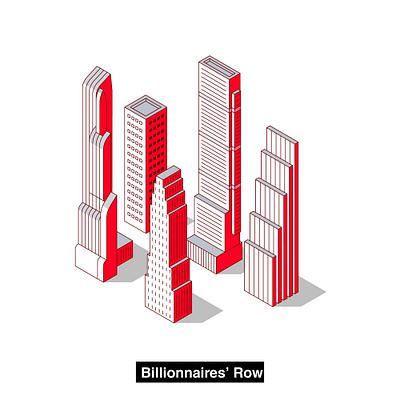 Isometric The Billionnaires' Row - NY 5th avenue billionnaires row building icon illustration isometric manhattan new york skyscraper usa vector