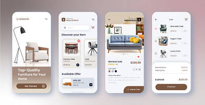 Furniture Shooping App app design branding colorful ui design furniture app furniture shooping ui furniture ui design graphic design landing page luxury app design modern ui design ui design ui ux design ux case study ux design ux reserch webdesign wood design