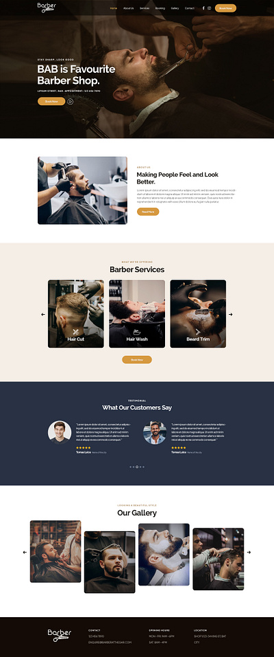 Barber shop design layout ui ux website