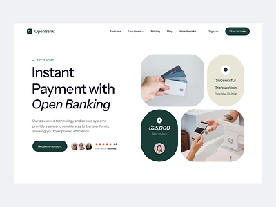 OpenBank - Finance Landing Page animation b2b banking clean dipa inhouse ewallet finance financial fintech hero hero section modern money payment saas startup uiux wealth web design website