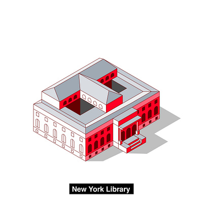 Isometric New York Public Library - NY 5th avenue illustration isometric library line manhattan new york public usa vector