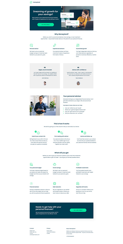 Moneyland - landing page template cro landing page landingpage unbounce