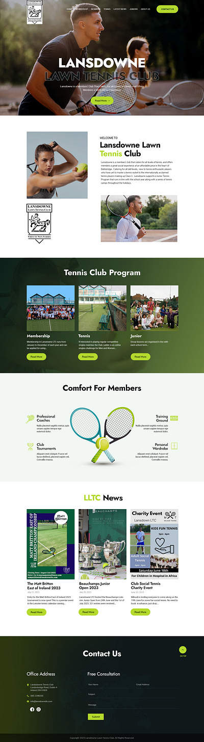 Lawn Tennis Website design layout ui website